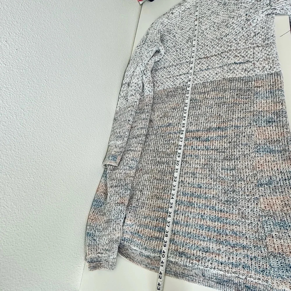 prAna Long Open Front Greta Duster Cardigan Sweater Marled Knit-Blue-Rose-Medium - Picture 14 of 16